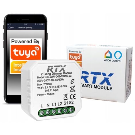 Dimmer per luci integrato TUYA a 2 circuiti WiFi