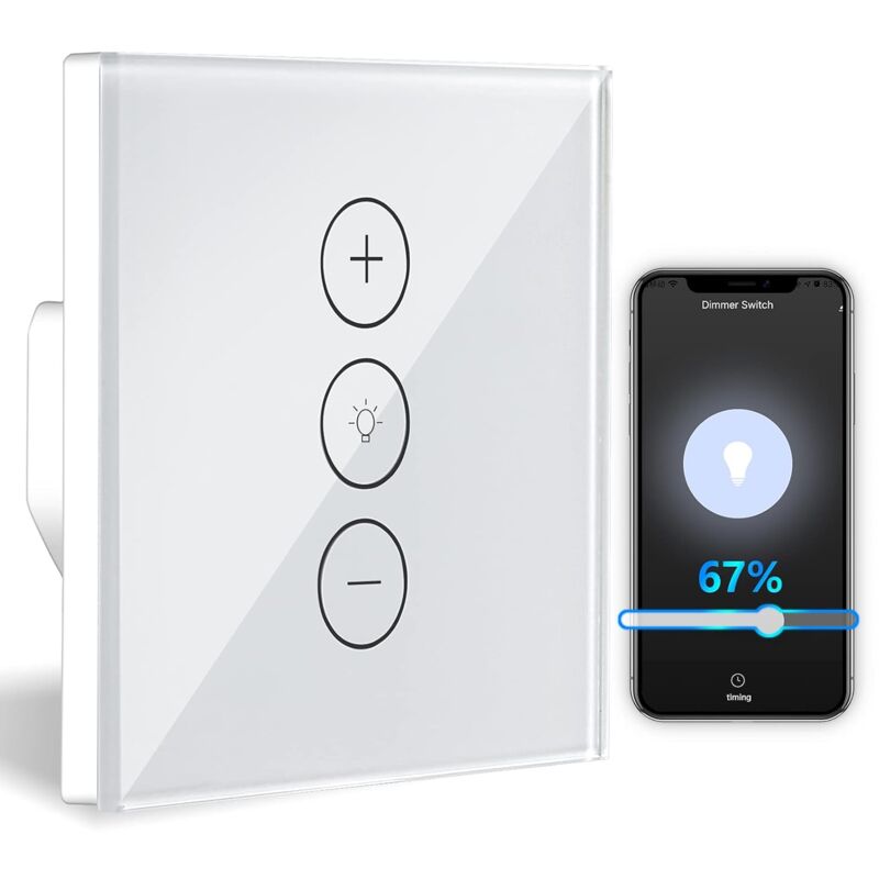 Dimmer, Percentage Function WiFi Light Dimmer with Timer Function, wlan Voice Control Recessed Lighting Dimmer