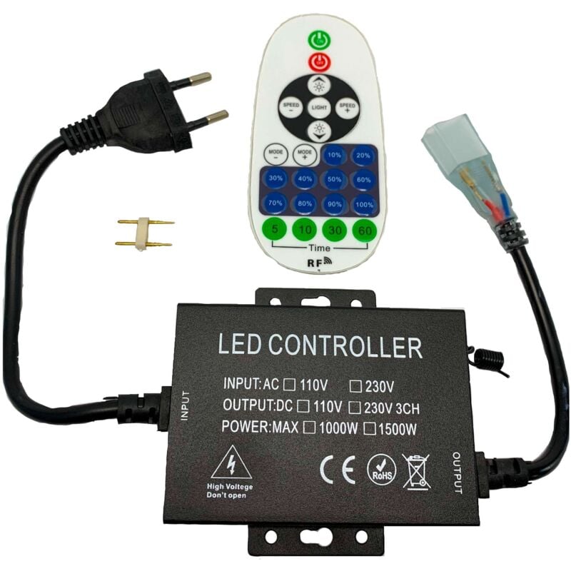 

Dimmer profesional de 8mm 1500W para cintas de LED monocolores de 220V 5050 y 2835