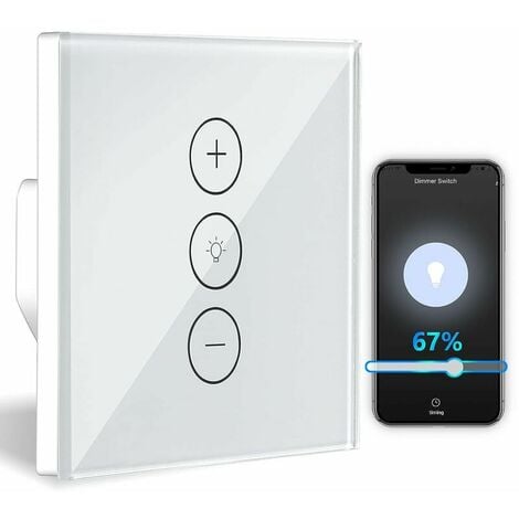 SOLEIL Dimmer Switch, Percentage Function WiFi Light Dimmer with Timing Function, WLAN Voice APP Control Recessed Lighting Dimmer