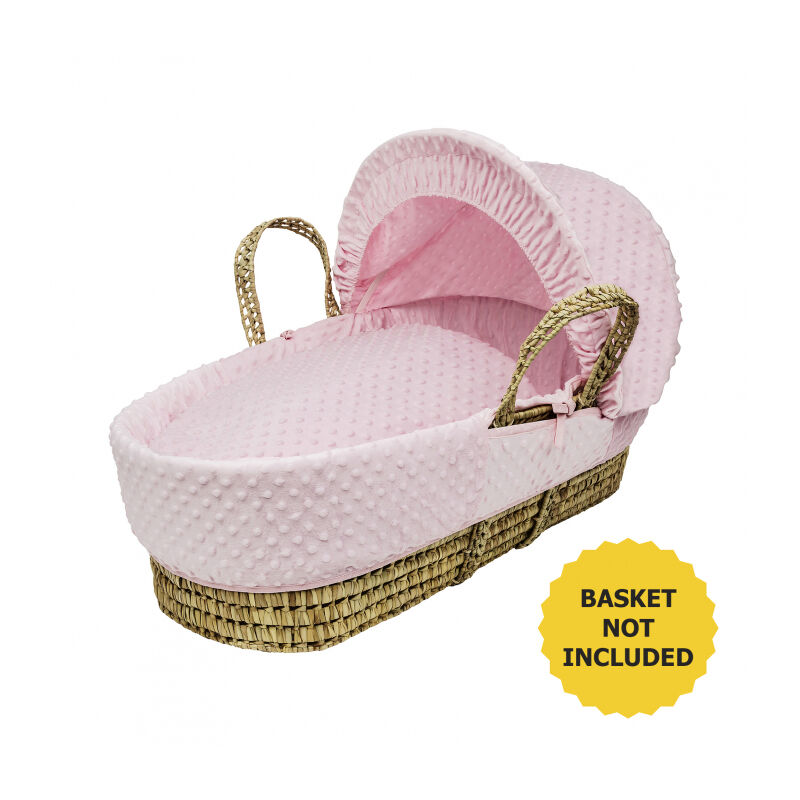 Kinder Valley - Pink Dimple Moses Basket Bedding Set Dressings With Quilt, Padded Liner, Body Surround And Adjustable Hood - Pink