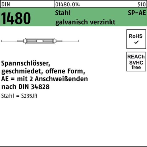 DIN 148 Spannschlösser Stahl SP AE M 6 galvanisch ve