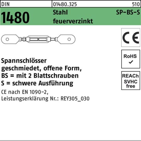 DIN 1480-BS Spannschloss Stahl SP M 36 feuerverzinkt schwere Ausführung