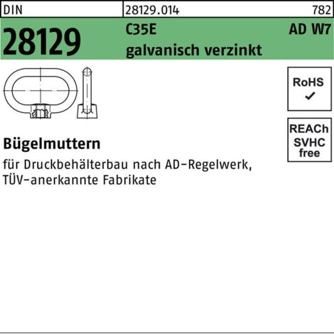 DIN 281 Bügelmuttern 9 C35E M 16 galvanisch verzink