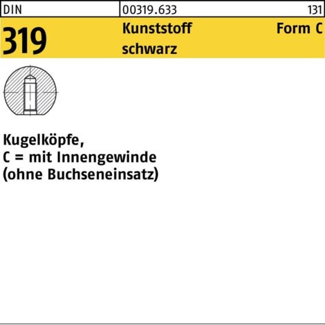 DIN 319 Kugelknöpfe Kunststoff C 16 M 4 schwarz In 25 Stk
