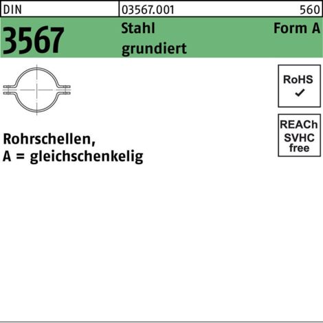 DIN 3567 Stahl A 22 NW 15 grundiert Rohrschellen-Hälften S 100 Stk