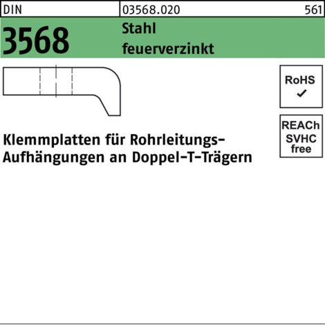 DIN 3568 Stahl Typ KLP 60 / 10 Klemmplatten, feuerverzinkt tZn S