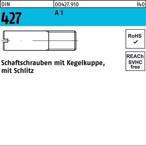 DIN 427/ISO 2342 Schaftschraube M5x12 Edelstahl A1 blank Schlitz m. Kegelkuppe 100 Stk