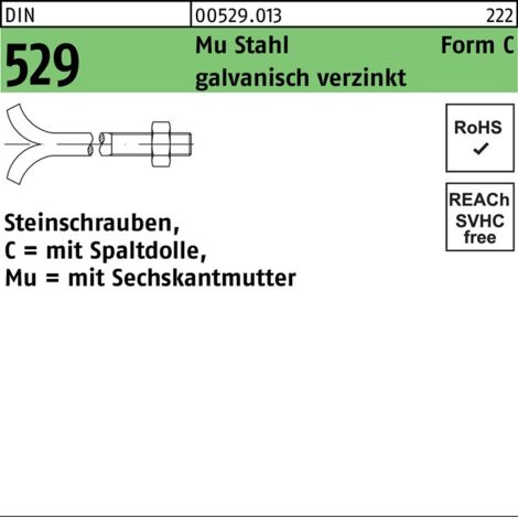 DIN 529 m.Spaltdolle/6-kantmutter