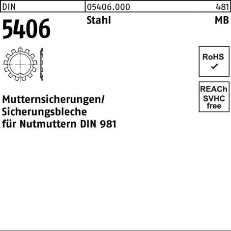 DIN 540 Sicherungsbleche für Nutmuttern Stahl MB 26 für DIN 981 M 130 5 Stk