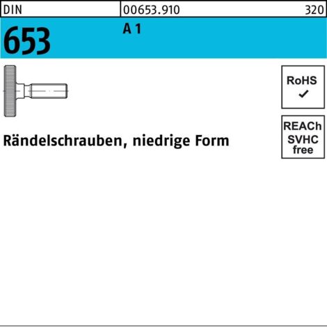 DIN 653 Rändelschraube niedrige Form M5x25 Edelstahl A1 blank 10 Stk