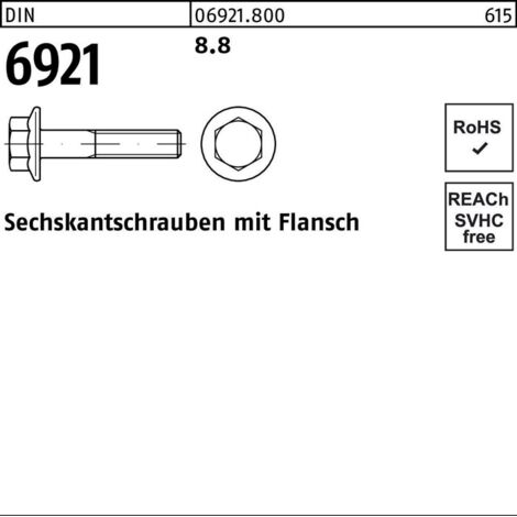 DIN 6921 Sechskant-Flanschschraube M12x80 Stahl 8.8 blank 50 Stk