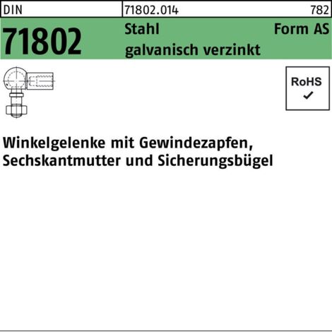 DIN 71802 Winkelgelenk Stahl 16 - M 10 galv. verzinkt 10 Stk