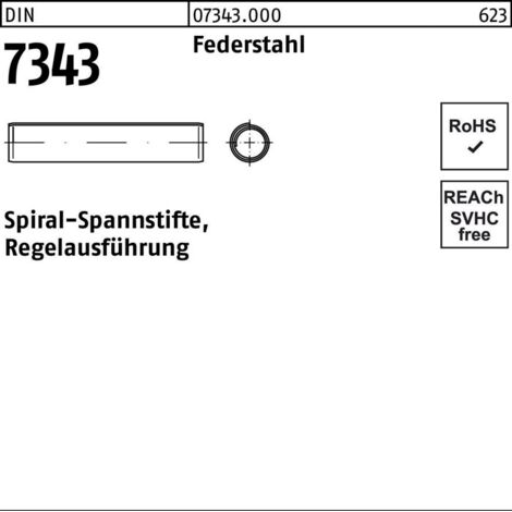 DIN 7343/ISO 8750 Spiral-Spannstifte, Regelausführung Federstahl 4 x 20 S 500 Stk