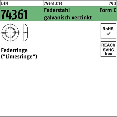 DIN 74361 Federstahl C 16,5 galvanisch verzinkt, Federring gal Zn S 100 Stk
