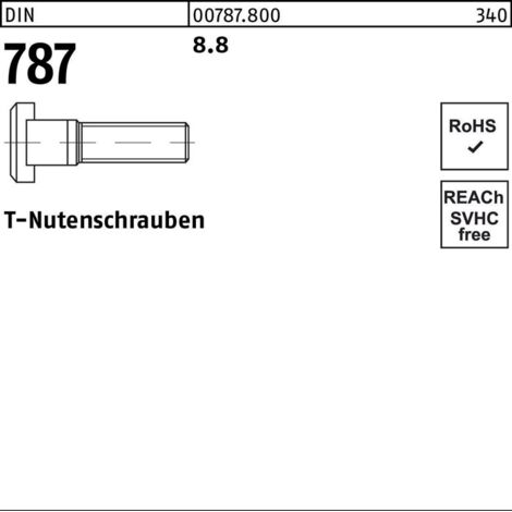 DIN 787 T-Nutenschraube M16x125 Stahl 8.8 blank 10 Stk