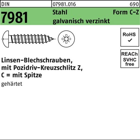 DIN 7981/ISO 7049 m.Kreuzschlitz-PZ