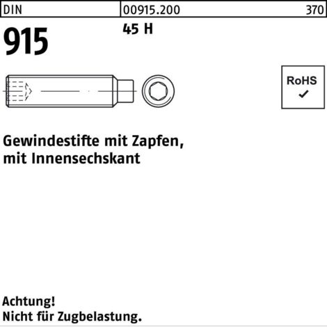 DIN 915/ISO 4028 Gewindestift VG M20x60 Stahl 45H blank ISK m. Zapfen 25 Stk
