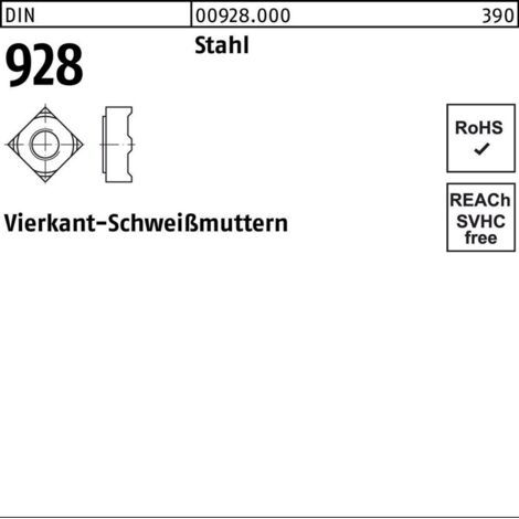 DIN 928 Vierkant-Schweißmuttern Stahl M 5 S 1000 Stk