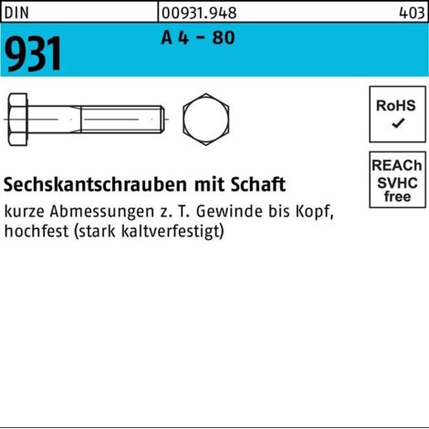 DIN 931 /ISO 4014 A 4-80 M 6 x 130 A 4-80 S 50 Stk