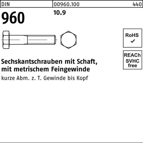 DIN 960 /ISO 8765 10.9 M 36 x 3 x 80 S