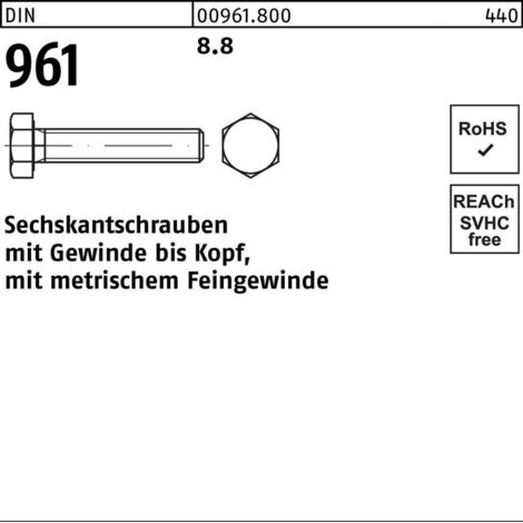 DIN 961 /ISO 8676 8.8 M 16 x 1,5 x 120 S 25 Stk