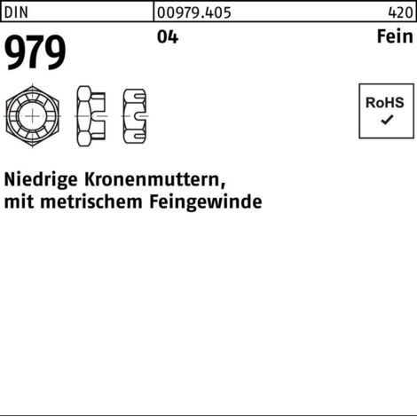 DIN 979 Kronenmutter niedrige Form 04 M 16 x 1,5 S 50 Stk