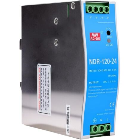 DIN Power 120W Rail switching power 24V Bloc d'alimentation pour Entrée AC 100-220V 2.6A, Sortie DC 24V 5A Plusieurs fonctions de protection Modèle industriel NDR-120W-24V.