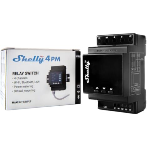 Din rail relé interruptor shelly 4 pro pm 4w max 40a - sh4propm