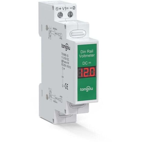 DIN-rail Voltage Meter DC 11-310V, Digital DIN Rail Voltmeter, DC Voltage Tester, DIN Volt Gauge Meter for PV/Battery Charging Control