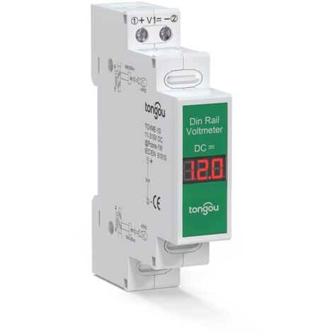 Din-rail Voltage Meter DC 11-310V, Voltmètre Numérique sur Rail Din, Testeur de tension à courant continu Compteur Volt Gauge Din pour le Contrôle du PV/la Charge de la Batterie
