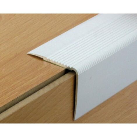 Dinac – Nez de marche en aluminium anodisé 42 x 23 x 3000 mm – Surface striée pour meilleure adhérence – Installation en applique facile