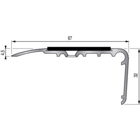 Dinac – Nez de marche en aluminium anodisé 67 x 32 x 3000 mm – Bande antidérapante carborundum – Installation facile en applique – Pour espaces publics