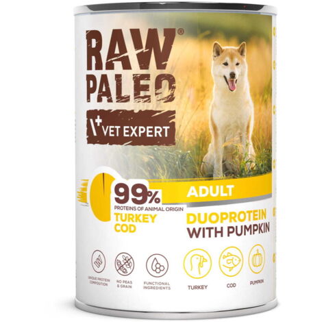Dinde crue paléo, morue, adulte, boîte de 400 g