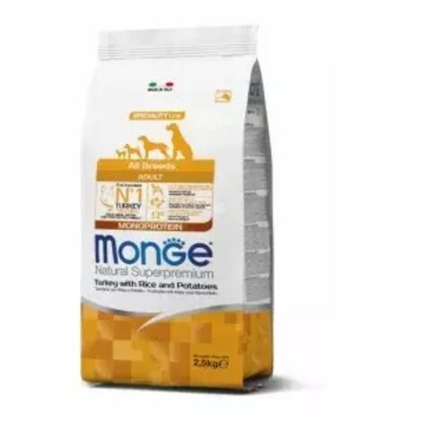 Dinde monoprotéinée Monge avec riz et pommes de terre 2,5 kg