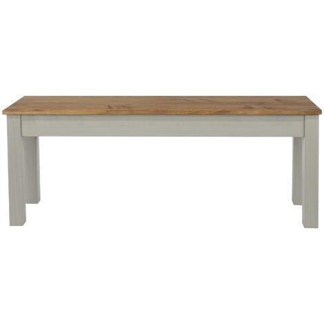Dining Bench Grey Large Kitchen Home Furniture Pine Solid Wooden Seating