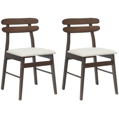 Dining Chair 2 pcs Light Brown and Light Solid Rubber Wood vidaXL