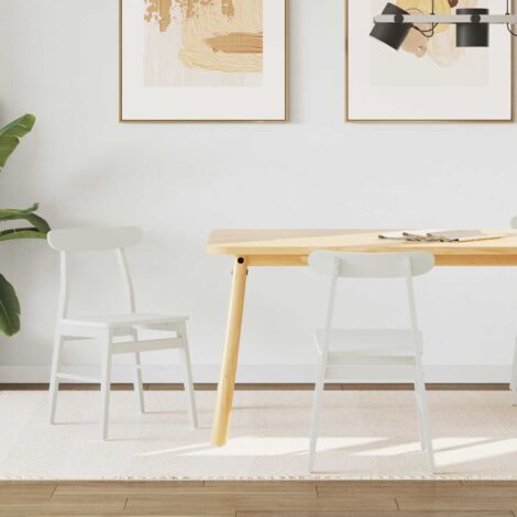 Dining Chair 2 pcs White 43 x 44.5 x 77 cm Solid Rubber Wood vidaXL