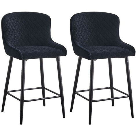 Dining Chair, 2X Velvet Upholstered Kitchen Leisure Chairs Soft Padded Accent Chair,Black