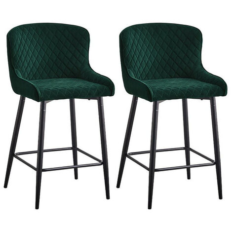 Dining Chair, 2X Velvet Upholstered Kitchen Leisure Chairs Soft Padded Accent Chair,Green