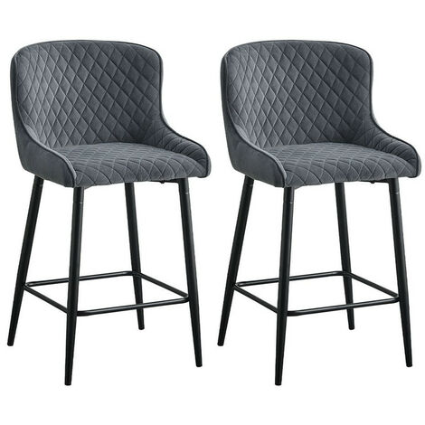 Dining Chair, 2X Velvet Upholstered Kitchen Leisure Chairs Soft Padded Accent Chair,Grey