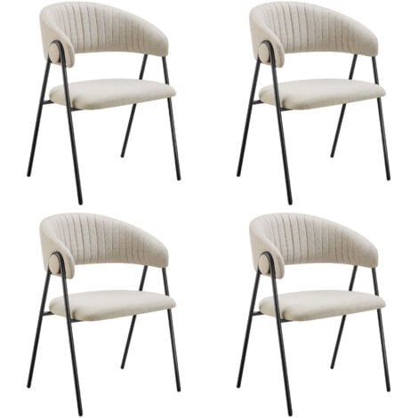 Dining Chair Bedano - padded, woven fabric armchair, 150 kg load capacity - Chair, dining chair, living room chair - greige Set of 4