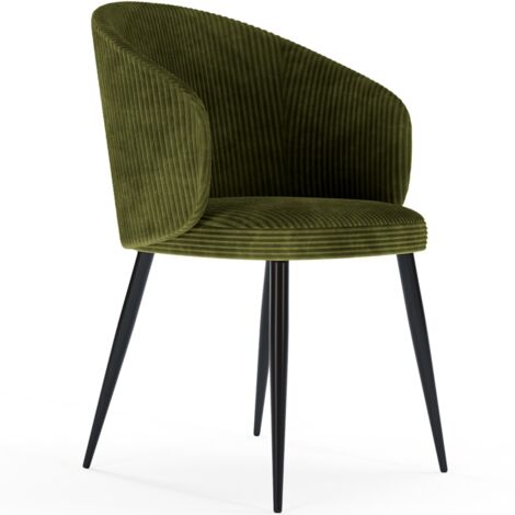 Dining Chair Corduroy Upholstered - Feudum Olive