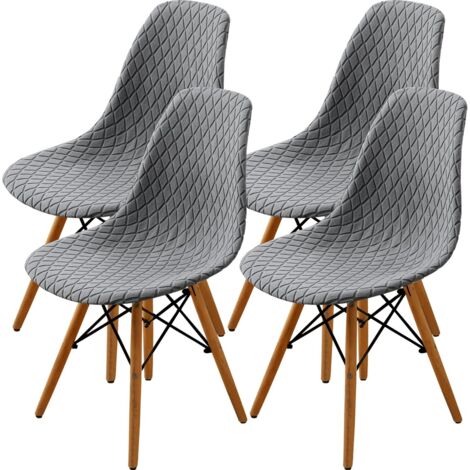 Dining Chair Cover Set 2/4/6, Fashionable Shell Medieval Modern Dining Room Seat Cover (Light Grey, 4 Pieces)