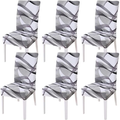 Dining Chair Cover, Stretch Chair Cover, Decorative High Chair Cover for Banquet, Hotel, Kitchen, Wedding, Restaurant (Long Ribbon, 6 Pack)