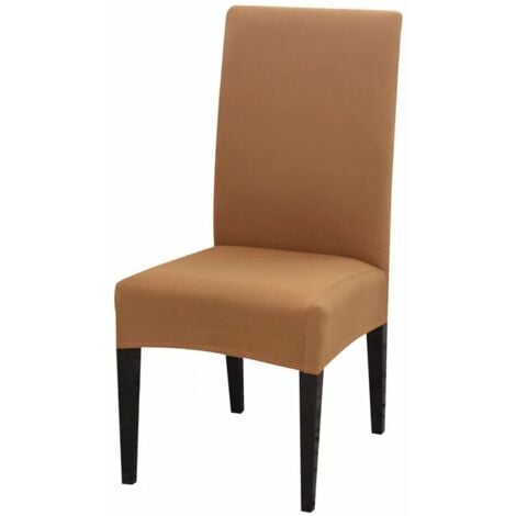 HOOPZI Dining Chair Covers High Back Polyester Spandex Elastic Dining Chair Slipcovers Protector Kitchen Chair Seat Covers, Washable & Removable (Camel, Set of 2)