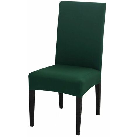 Dining Chair Covers High Back Polyester Spandex Elastic Dining Chair Slipcovers Protector Kitchen Chair Seat Covers, Washable & Removable (Dark Green, Set of 2)