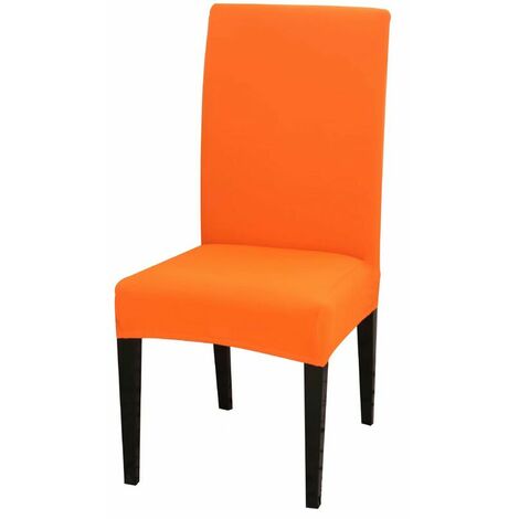 Dining Chair Covers High Back Polyester Spandex Elastic Dining Chair Slipcovers Protector Kitchen Chair Seat Covers, Washable & Removable (Orange, Set of 2)