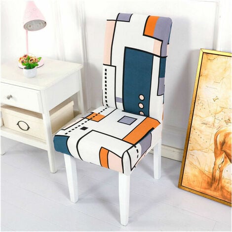 Dining Chair Covers,Modern Elastic Durable Chair Cover Stretch Chair Cover for Wedding Decoration,Hotel,Restaurant Geometric Squares
