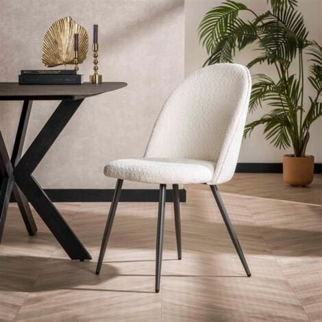 Dining Chair Loops Boucle White